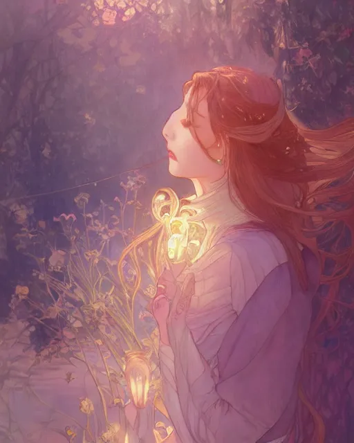 Image similar to secret romance, highly detailed,, gold filigree, romantic storybook fantasy, soft cinematic lighting, award, disney concept art watercolor illustration by mandy jurgens and alphonse mucha and alena aenami, pastel color palette, featured on artstation