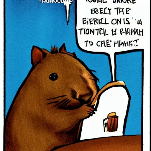 Prompt: wombat at a karaoke, comic, cartoon