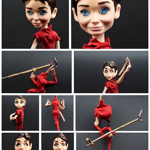 Image similar to audrey hepburn cos play warhorse, stop motion vinyl action figure, plastic, toy, butcher billy style