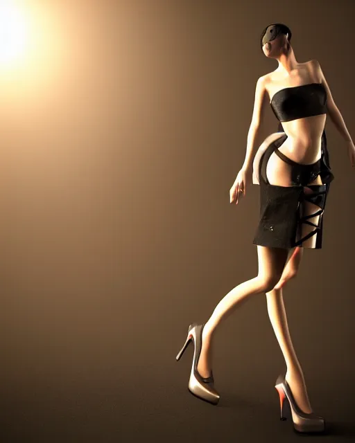 Image similar to an anthropromorphic rtx 1 0 8 0 graphics card wearing a miniskirt and high heels, photorealistic atmospheric sensual lighting