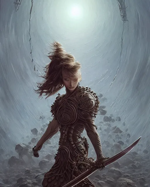 Prompt: The last enemy that shall be destroyed is death, full body image, artwork by artgerm, Luminism, Behance HD, broad sword, D&D, extraordinary phenomenon, fantasy, intricately detailed, elegant, digital painting, smooth, sharp focus, art by Greg Rutkowski, art by Ruth Asawa, art by Tim Burton, art by Ted Nasmith, art by H.R. Giger