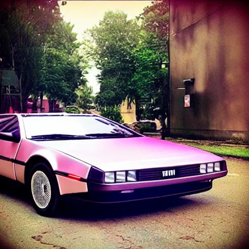 Image similar to “ photo of a pink delorean ”