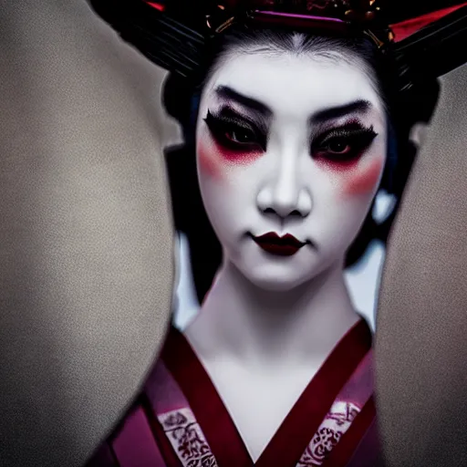 Prompt: demon geisha, beautiful, scary, cinematic, high detail, 8k,