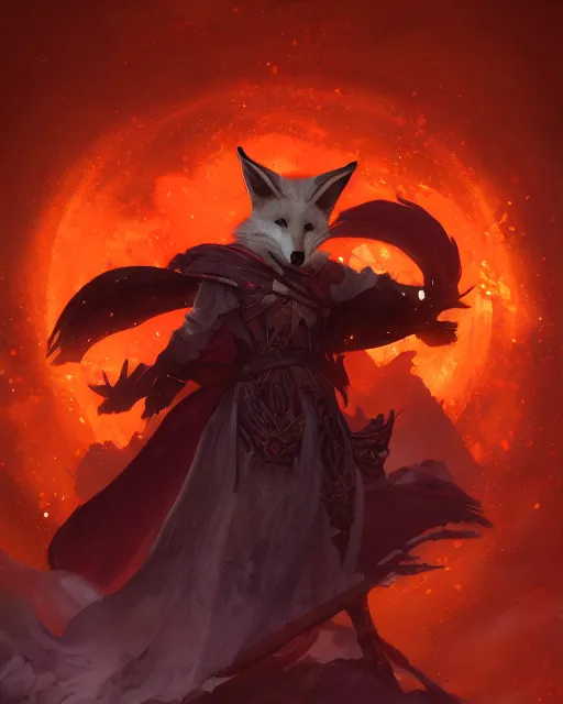 Kitsune Fox Sorcerer, magic the gathering artwork, | Stable Diffusion ...