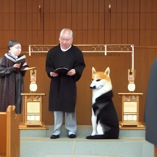 Image similar to shiba inu church