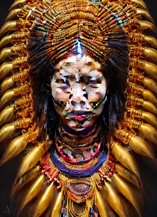 Image similar to portrait of catriona balfe as a kayan tribe woman with gold neck rings, hyper detailed ultra sharp trending on artstation, colorful, psychedelic, ornate, intricate, digital painting, concept art, smooth, sharp focus, illustration, art by artgerm and greg rutkowski and h. r. giger, 8 k