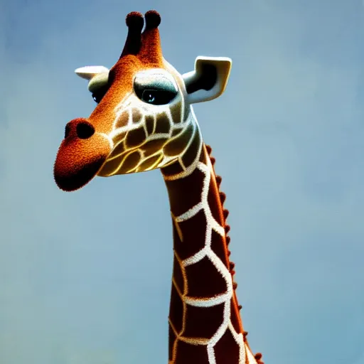 Prompt: Geoffrey the giraffe dynamic lighting, cinematic, establishing shot, extremely high detail, shining, photo realistic, cinematic lighting, intricate line drawings, 8k resolution, oil painting on canvas