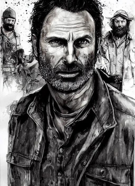 Image similar to portrait, Rick Grimes from The Walking Dead in the South Park universe, watercolor, dramatic lighting, cinematic, establishing shot, extremely high detail, foto realistic, cinematic lighting, pen and ink, intricate line drawings, by Yoshitaka Amano, Ruan Jia, Kentaro Miura, Artgerm, post processed, concept art, artstation, matte painting, style by eddie mendoza, raphael lacoste, alex ross