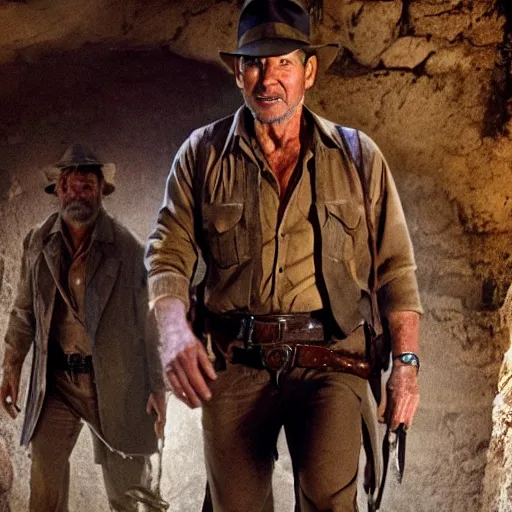 Prompt: still from the new movie Indiana Jones and the Necropolis of Nazareth