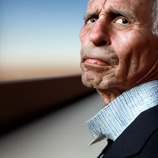 Prompt: closeup portrait of a man unhappy with a million dollar check, by Steve McCurry and David Lazar, natural light, detailed face, CANON Eos C300, ƒ1.8, 35mm, 8K, medium-format print