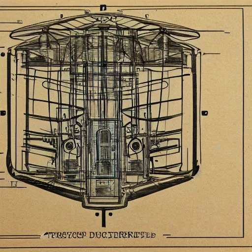 Image similar to An accurate blueprint design of a time machine