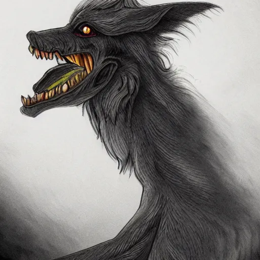 Prompt: ghoul wolf, creature, cryptid, Fantasy Art