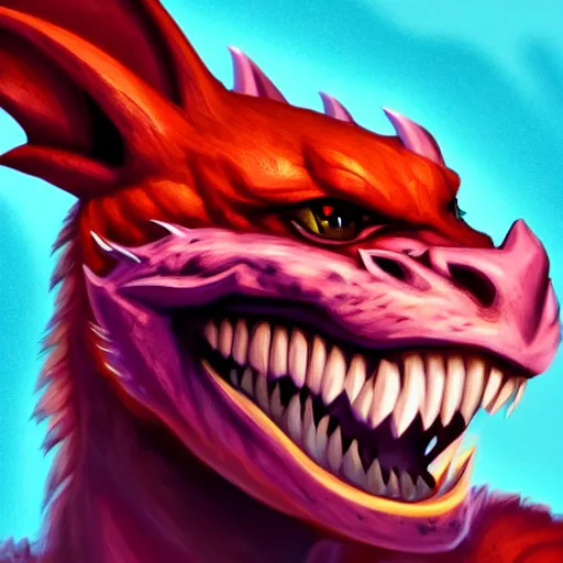 Prompt: anthro art, dragon head smiling into the camera, furry art, furaffinity, extremely detailed, digital painting, artstation, concept art, smooth, sharp focus, illustration, trending