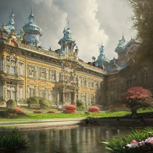 Prompt: A beautiful ultradetailed anime illustration of rococo palace with falling petals,by Fabio Listrani,johfra bosschart, Greg Rutkowski and Peter Mohrbacher,4k art, Ultra wide angle,hyper real, trending on artstation