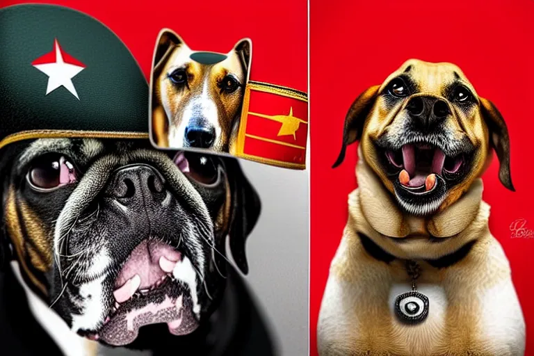 Image similar to dogs with human dictators faces by carlos botelho