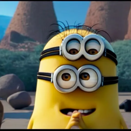 Image similar to the rock in minions, cartoon, detailed, cinematography