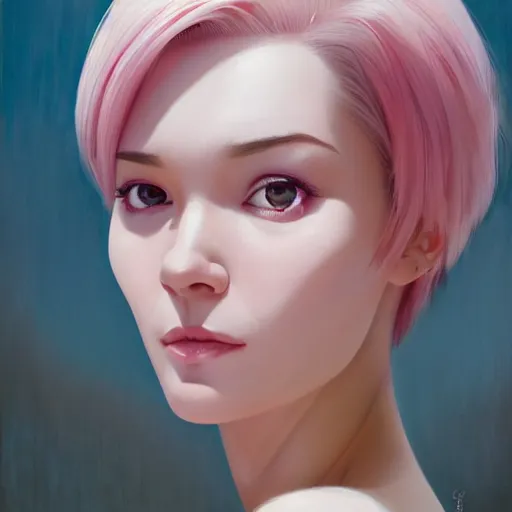 Prompt: smirking woman with cute - fine - face, pretty face, white and pink hair, realistic shaded perfect face, extremely fine details, by realistic shaded lighting, dynamic background, poster by ilya kuvshinov katsuhiro otomo, magali villeneuve, artgerm, jeremy lipkin and michael garmash and rob rey, pascal blanche, kan liu