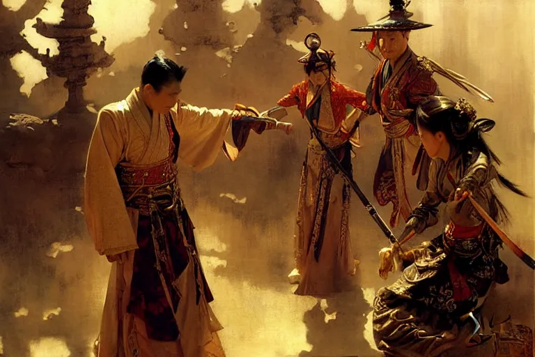 Image similar to wuxia, steampunk, painting by gaston bussiere, craig mullins, j. c. leyendecker