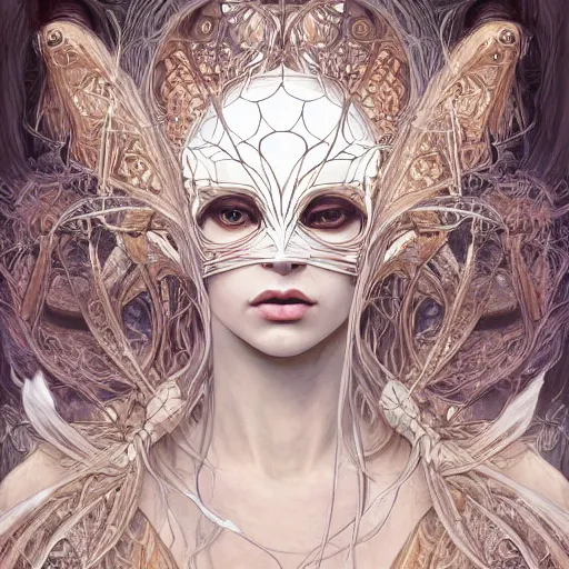 Prompt: a photograpic portrait of a anthropomorphic spider wearing white clothes, fantasy, intricate, elegant, highly detailed, digital painting, artstation, concept art, smooth, sharp focus, illustration, art by artgerm and H R Giger and alphonse mucha