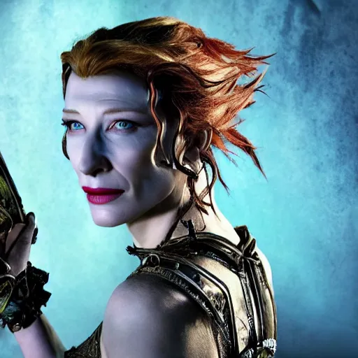 Prompt: Cate Blanchett as a siren in borderlands, photorealistic art, high definition, intricate details