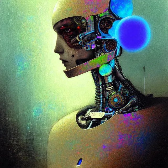 Prompt: iridescent hyperpop cyberpunk opal cyborg robot, future perfect, award winning digital art by santiago caruso and odilon redon
