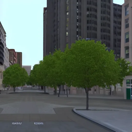 Image similar to render of google street view downtown Winnipeg, Highly Detailed, Unreal engine 5, HD, 8k, GTX 3090