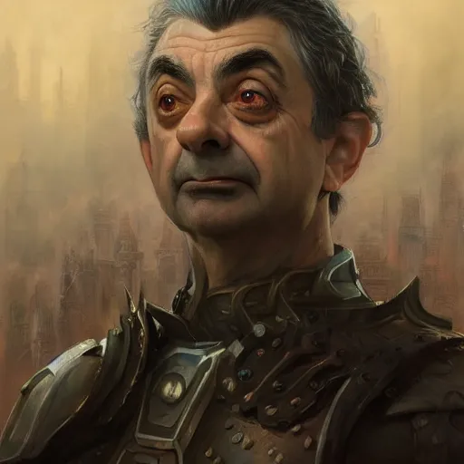 Prompt: Rowan Atkinson as a fantasy D&D character, portrait art by Donato Giancola and Bayard Wu, digital art, trending on artstation, 4k