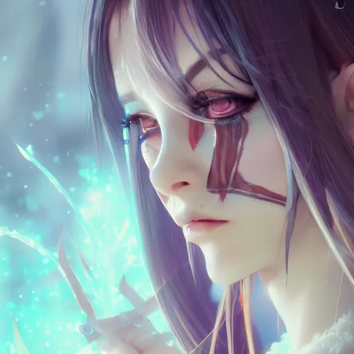 Prompt: character design, beautifull female wizard, fantasy style clothing, anime key visual, official media, illustrated by wlop, extremely detailed, 8 k, trending on artstation, cinematic lighting, beautiful, mist, photorealistic, octane render, unreal engine, hyper detailed, volumetric lighting