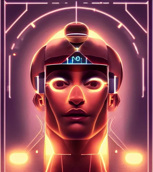 Image similar to symmetry!! egyptian god of technology, solid cube of light, hard edges, product render retro - futuristic poster scifi, lasers and neon circuits, brown skin egyptian god, intricate, elegant, highly detailed, digital painting, artstation, concept art, smooth, sharp focus, illustration, dreamlike, art by artgerm