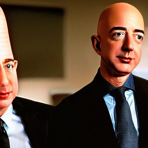 Prompt: jezz bezos as one of the coneheads movie still