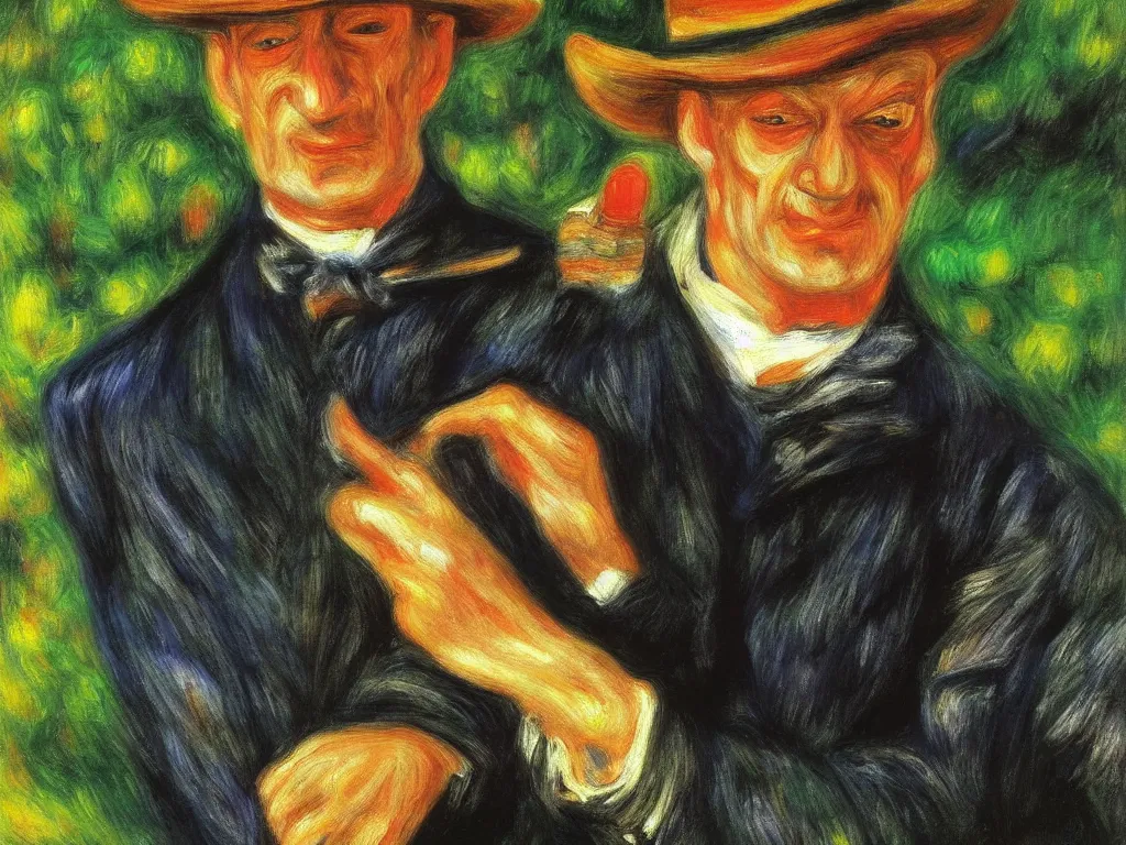 Image similar to A painting of Freddy Krueger, in nature, painted by Pierre-Auguste Renoir