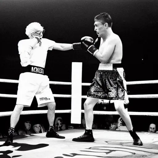 Prompt: boxing match colonel sanders vs ronald maconald