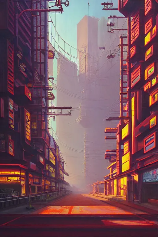 Image similar to downtown tokyo in a redwood solar punk vision, oil on canvas by klaus burgle, simon stalenhag, ultra - realistic 3 d depth shading