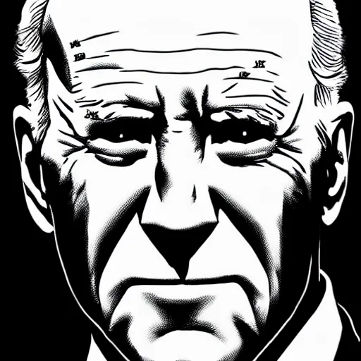 Image similar to Joe Biden looking sinister, by Tsutomu Nihei, highly detailed