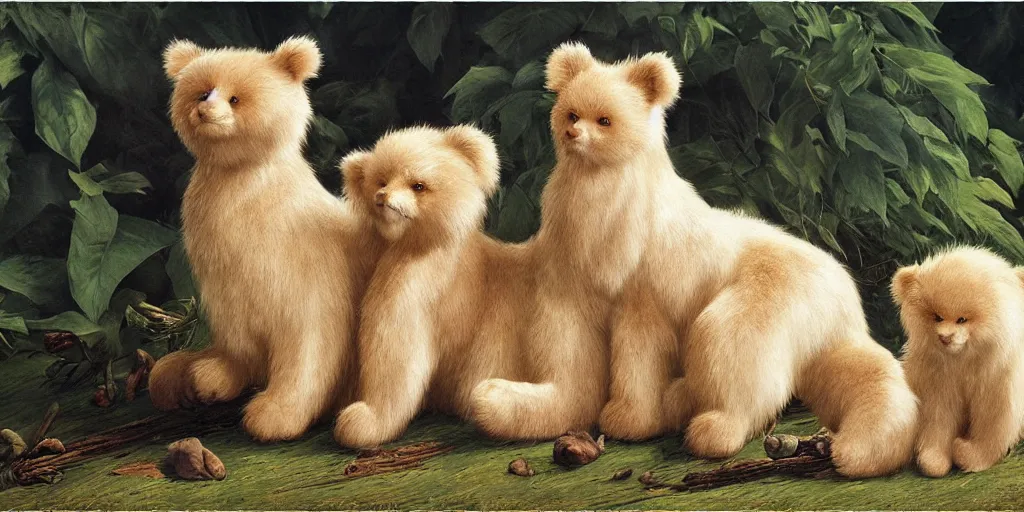 Prompt: 3 d precious moments plush animal, realistic fur, master painter and art style of caspar david friedrich and philipp otto runge