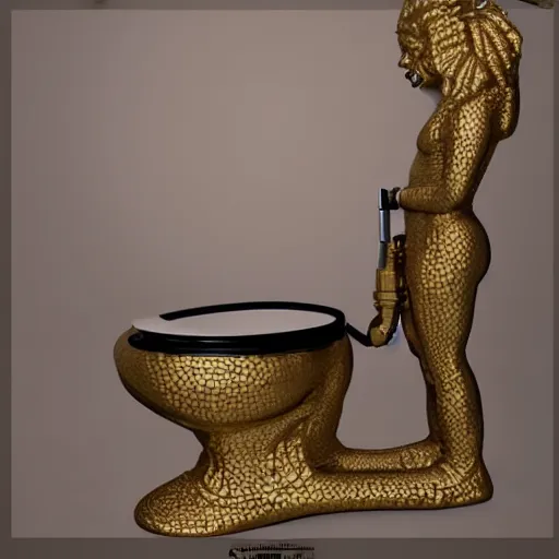 Image similar to golden toilet, detailed, realistic, award winning, trending in cgsociety artstation deviant art,