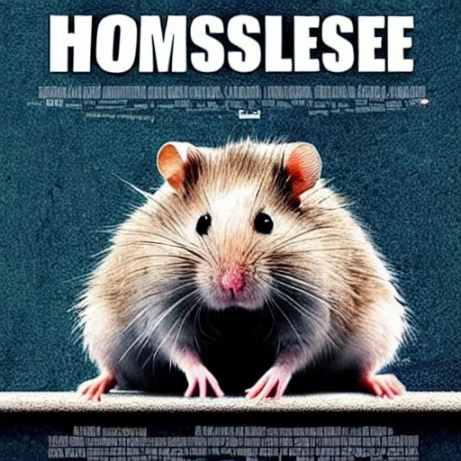 Prompt: homeless hamster, sad, movie poster, cinematic