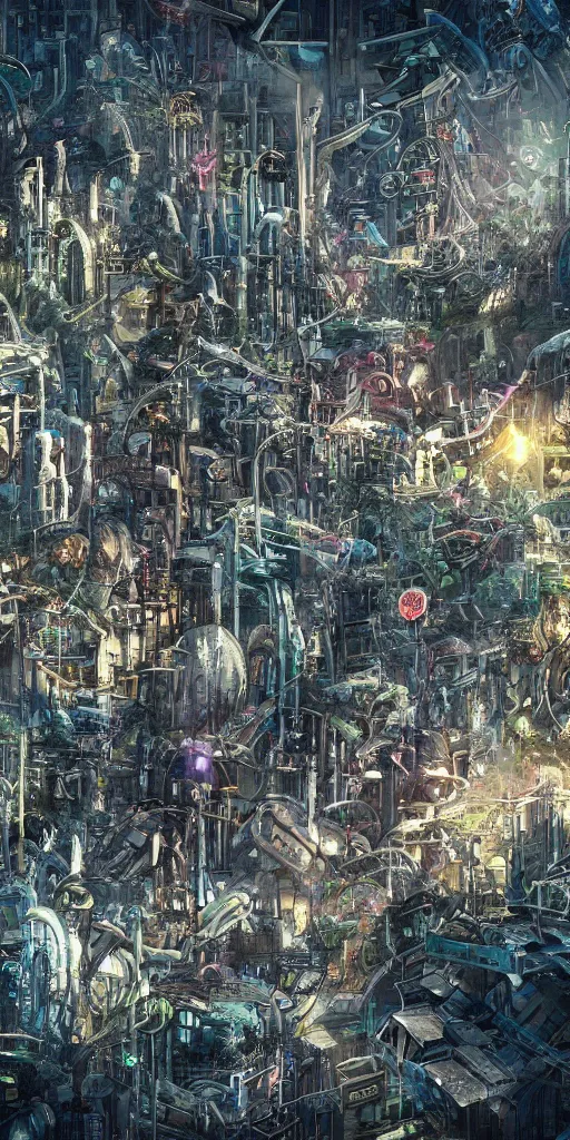 Prompt: photo of a biopunk city