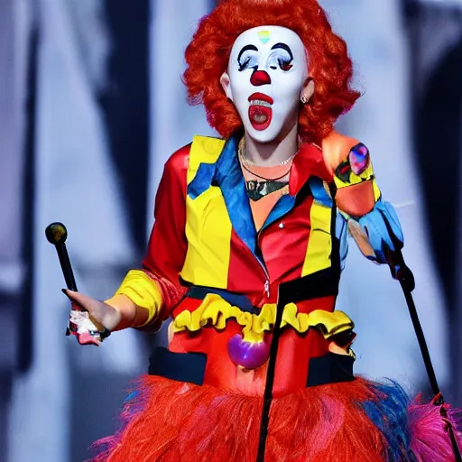 Prompt: Miley Cryus dressed as a clown