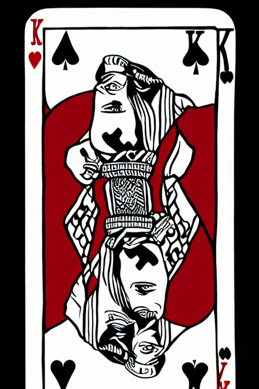 Image similar to king of hearts playing card design, realism, concept art