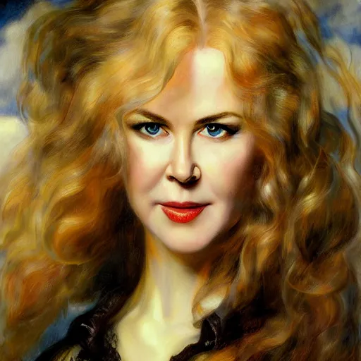 Prompt: nicole kidman from the movie dead calm, auslese, by peter paul rubens and eugene delacroix and karol bak, hyperrealism, digital illustration, fauvist