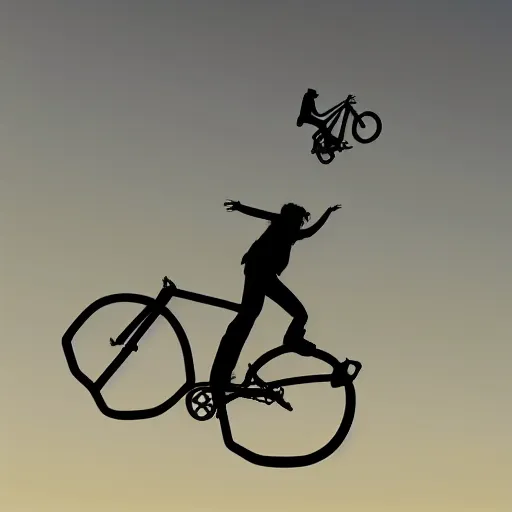 Image similar to A flying bike, the bike is flying in the air, the photo was taken from the ground looking up at the sky, realistic, ultra high detail, 8k.