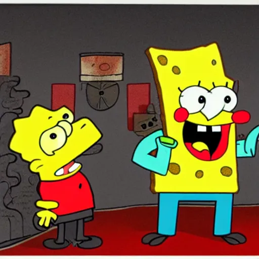 Image similar to Sponge Bob visiting Dante's inferno