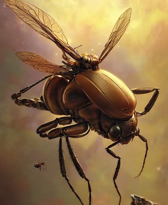 Image similar to portrait of a insect creature, adorable, childlike, milky way environment, ultra realistic, concept art, intricate details, cheerful, highly detailed, photorealistic, octane render, 8 k, unreal engine. art by christopher marley and artgerm and greg rutkowski and alphonse mucha