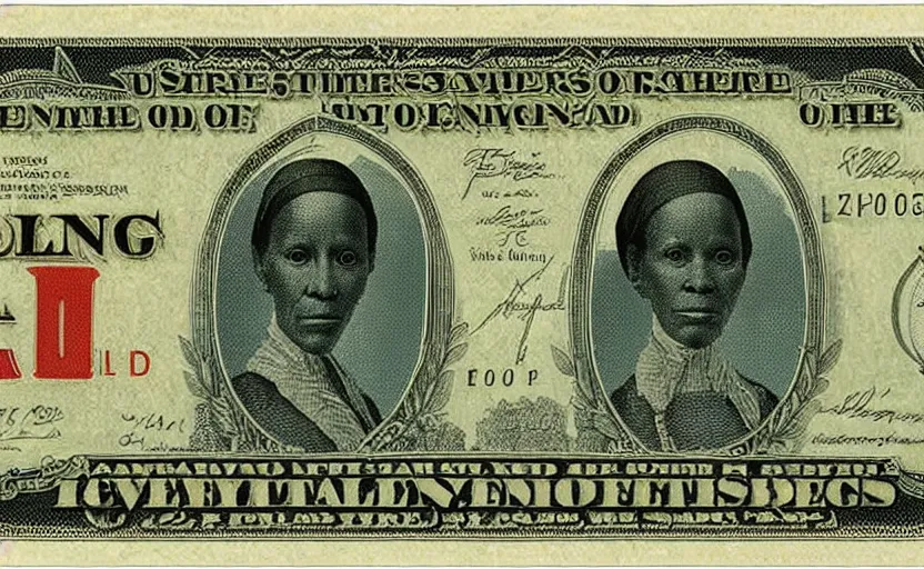 Image similar to rectangular photograph of twenty dollar u. s. currency note featuring harriett tubman