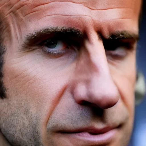 Image similar to big nose Emmanuel Macron, 50mm photography, high quality, 4K