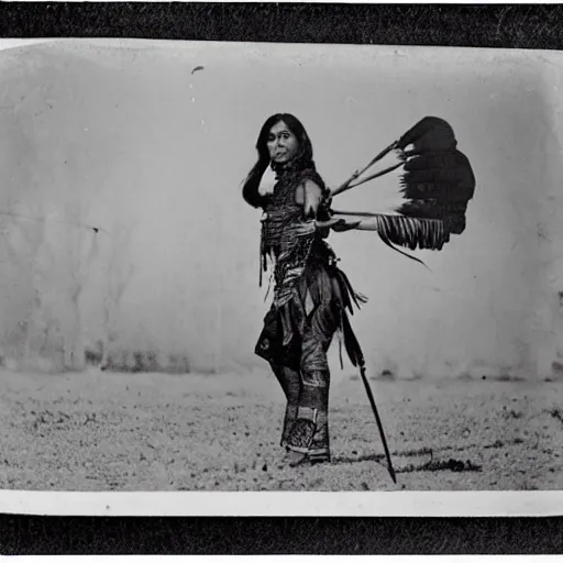 Image similar to old antique photo of jenifer lopez as an apache warrior