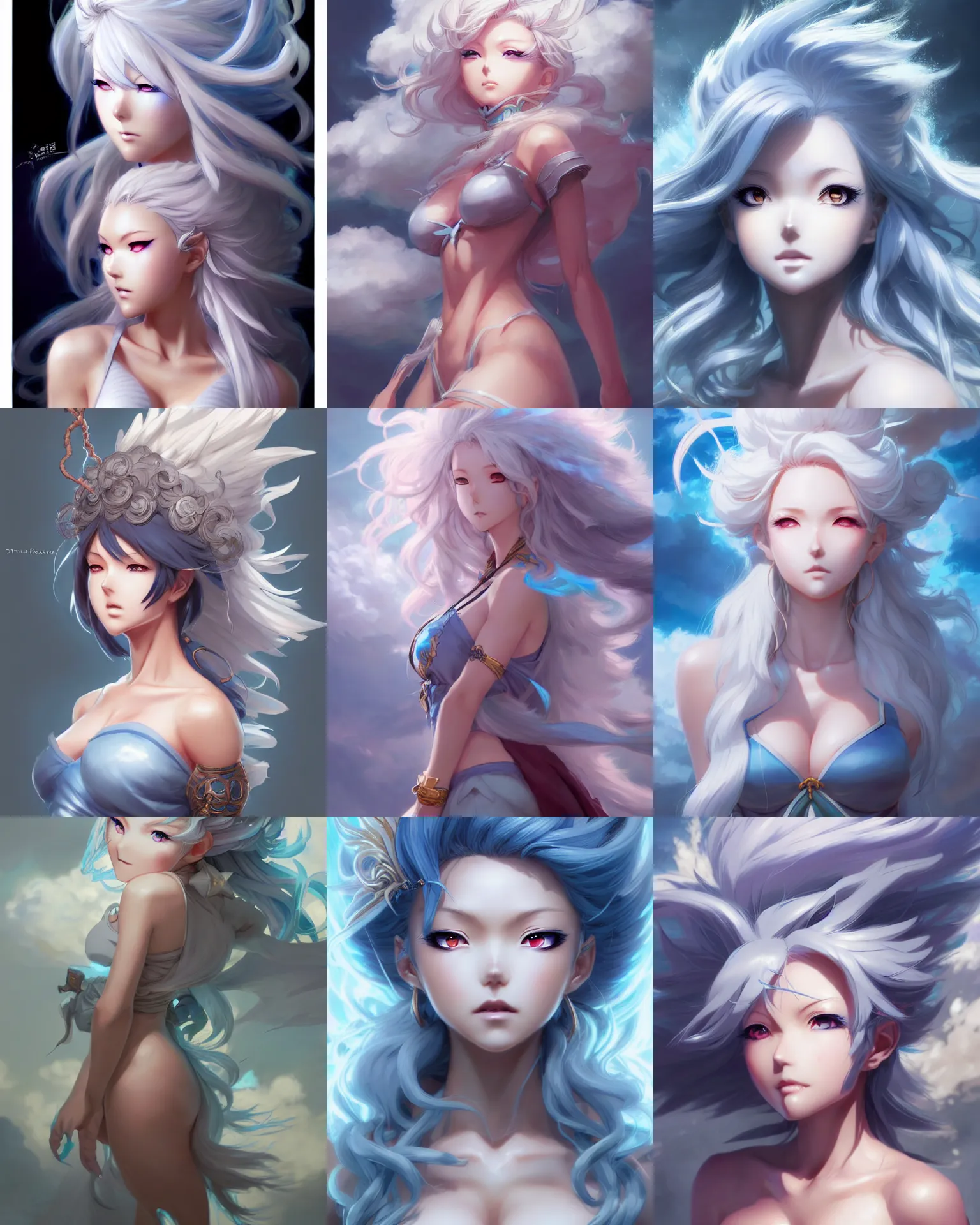 Prompt: character concept art of an anime stormy cloud goddess | | cute - fine - face, pretty face, realistic shaded perfect face, fine details by stanley artgerm lau, wlop, rossdraws, james jean, andrei riabovitchev, marc simonetti, and sakimichan, twending on artstation