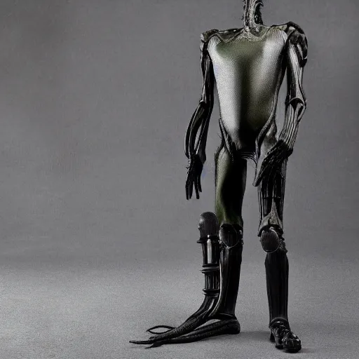 Image similar to giger hugo boss alien suit formal xenomorph
