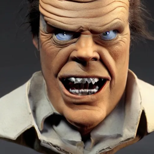 Prompt: animatronic Jack Nicholson, exposed mechanics, photo, Stan Winston studios, detailed, 4k